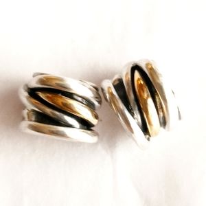 PAIR of authentic Pandora 14K accent charms " Cluster twisted rope "
